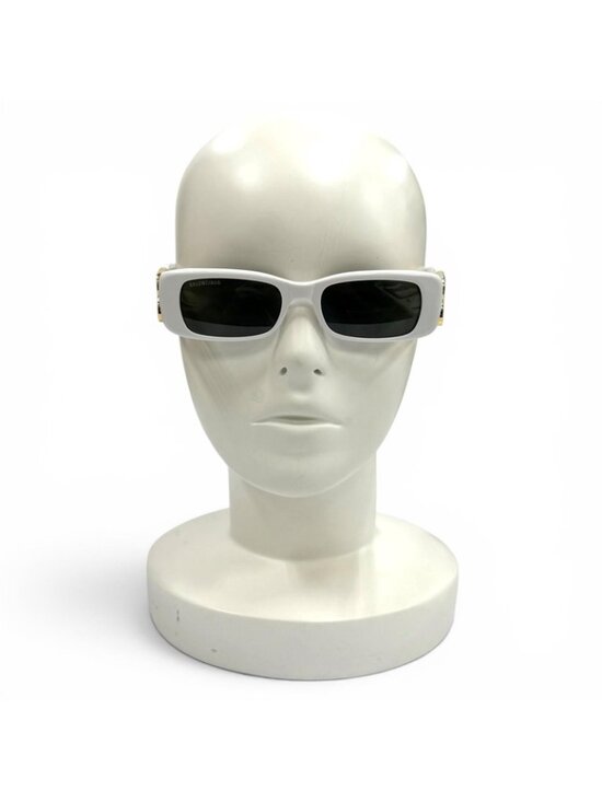 Balenciaga Dynasty Rectangle BB Metal Logo Sunglasses White 51 Eyewear